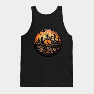 Halloween Vinyl Record Pumpkin Jack-o'-Lantern Tank Top